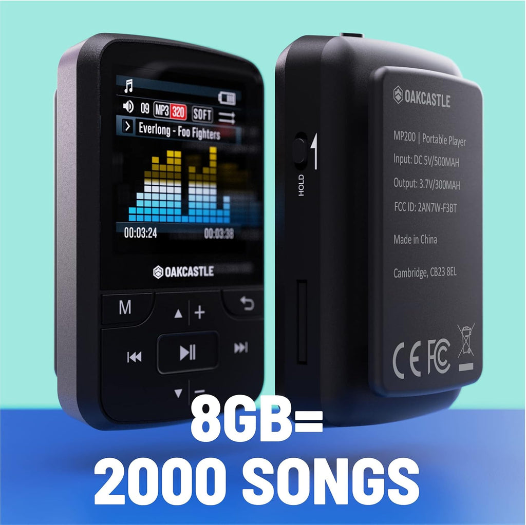 8GB MP3 Player with Bluetooth, FM Radio, Micro SD Slot, Pack of 2 Q748