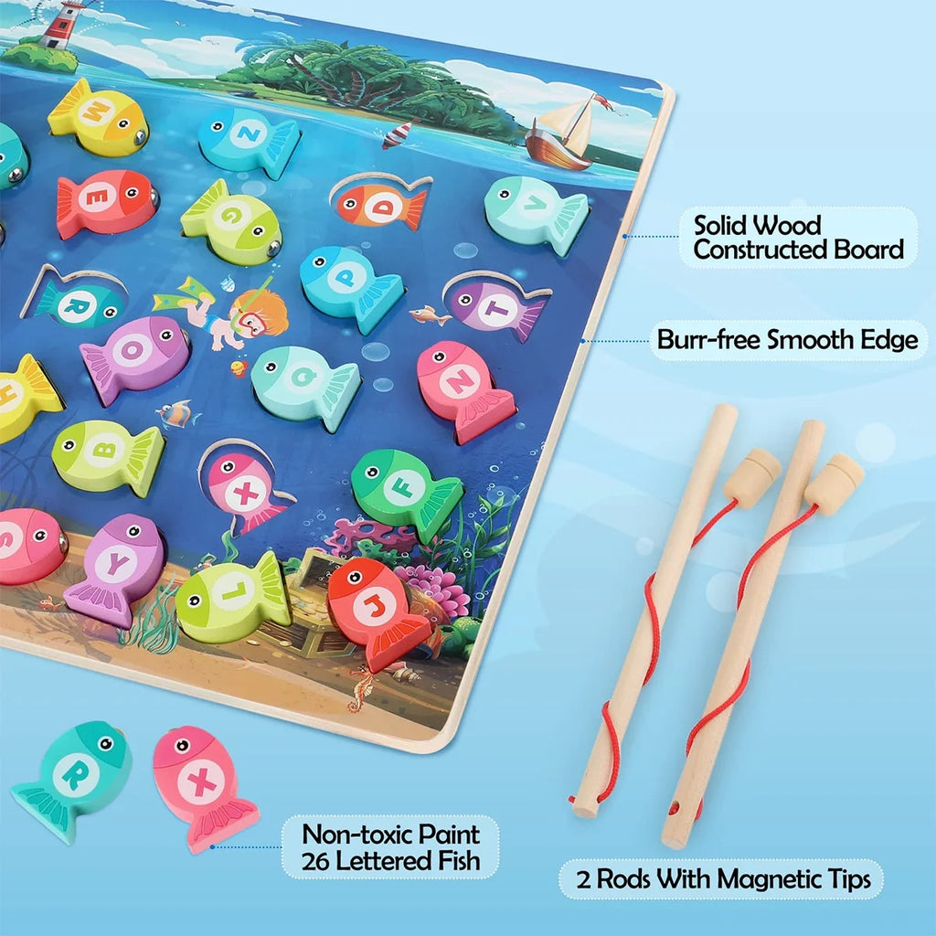 Magnetic Wooden Fishing Game Toy with Letters H26916