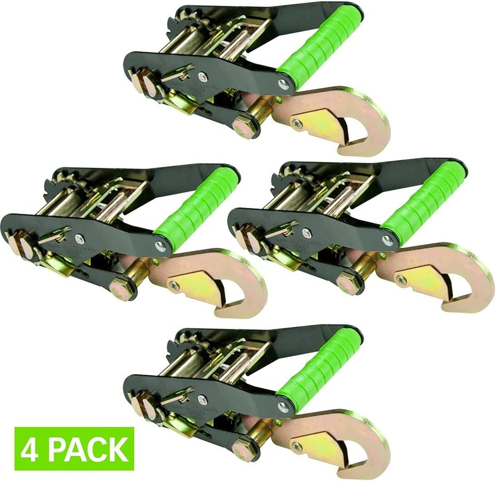 Ratchet Buckle with Snap Hook, 2 Inch Wide, High-Viz, 4 Pack Q811461