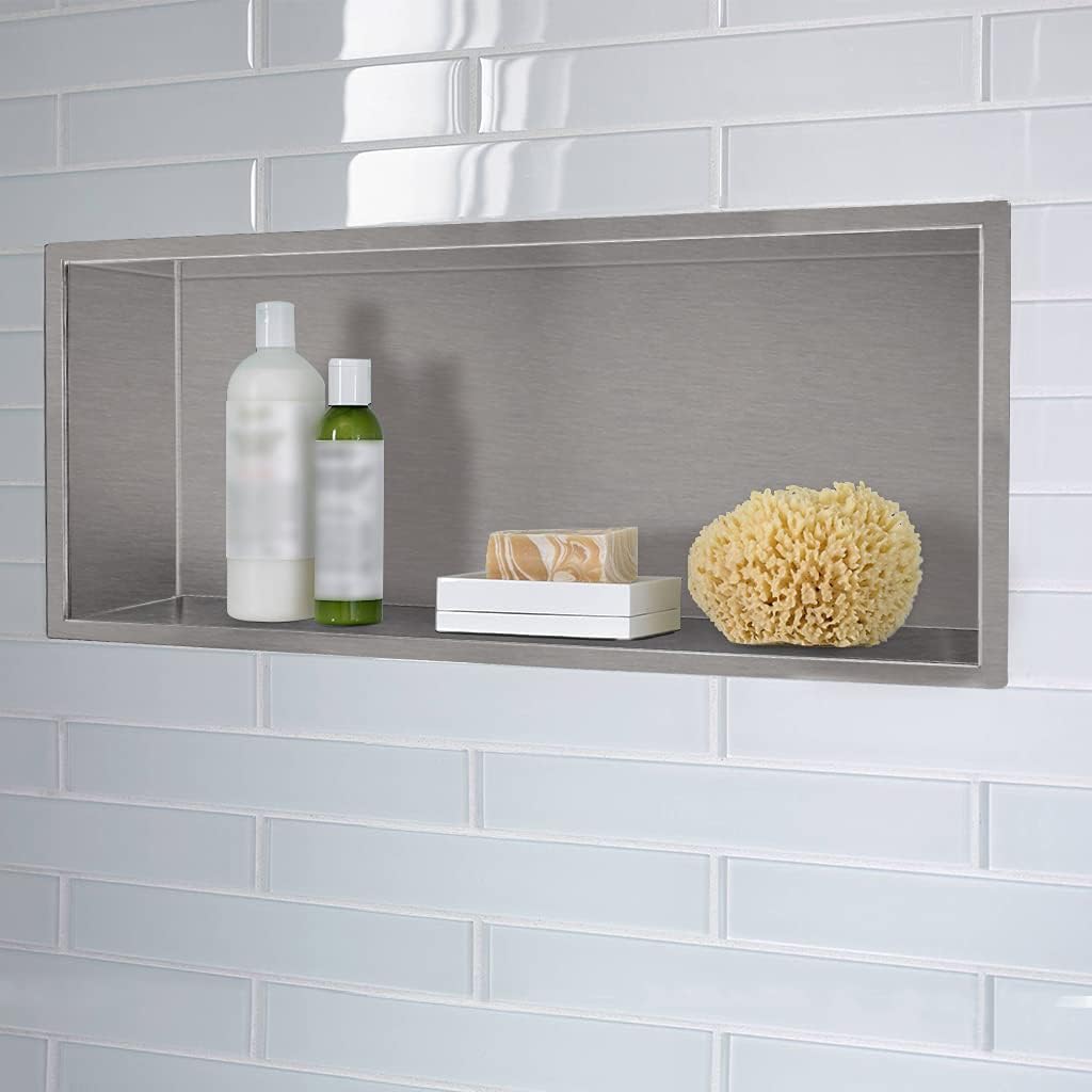 24x12 Brushed Stainless Steel Recessed Shower Shelf B80988
