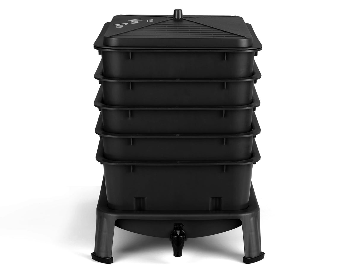 Worm Composter 5-Tray Compost Bin Worm Farm with Complete Kits (Black) A512386