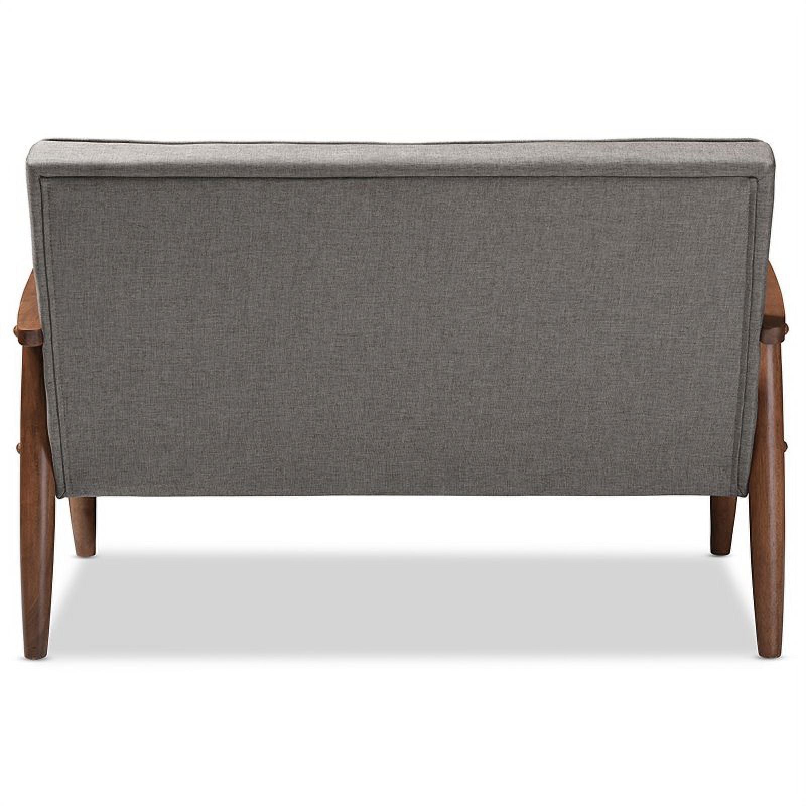 Faux Leather Tufted Loveseat in Gray and Walnut G2875