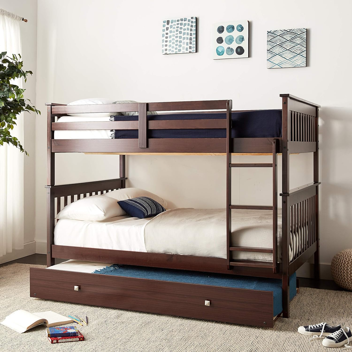 Dark Cappuccino Full/Full/Twin Bunk Bed with Trundle Z87202