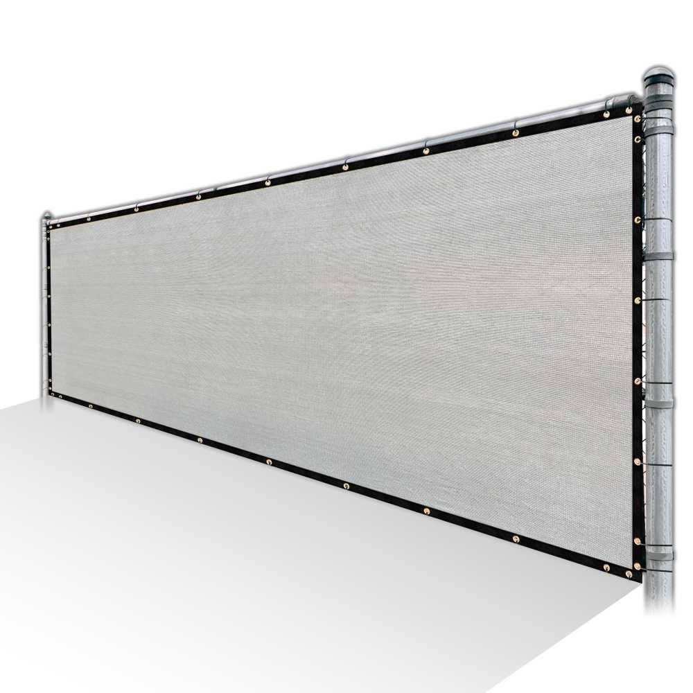 Grey Privacy Fence Screen HDPE Mesh Windscreen with Reinforced Grommets I448