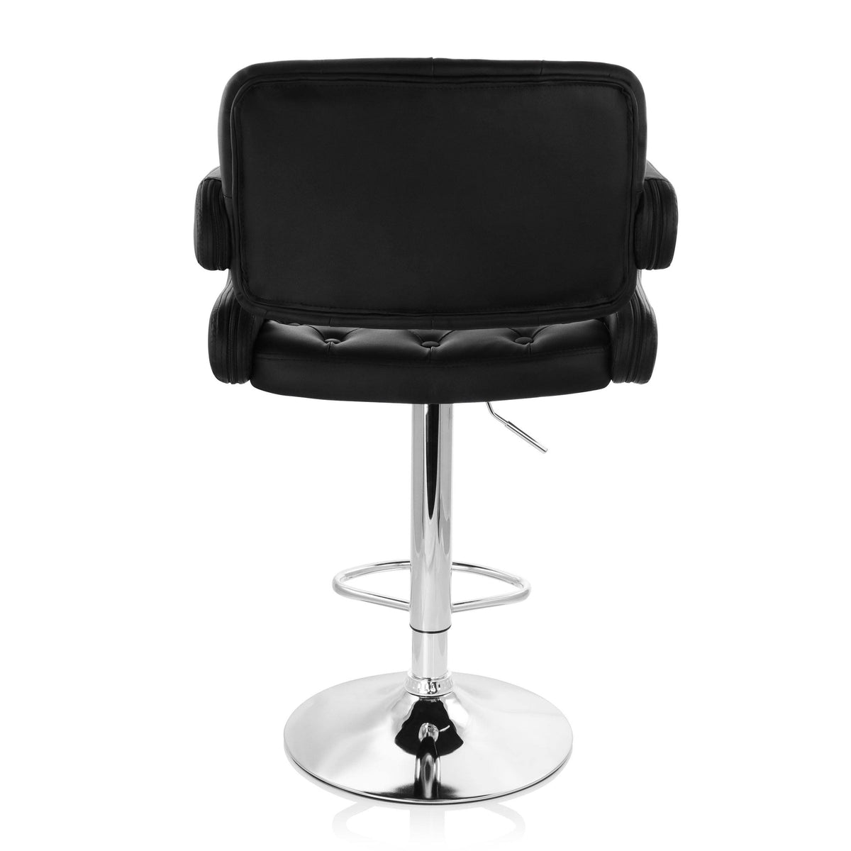 Black Faux Leather Tufted Bar Stool with Chrome Base X6807