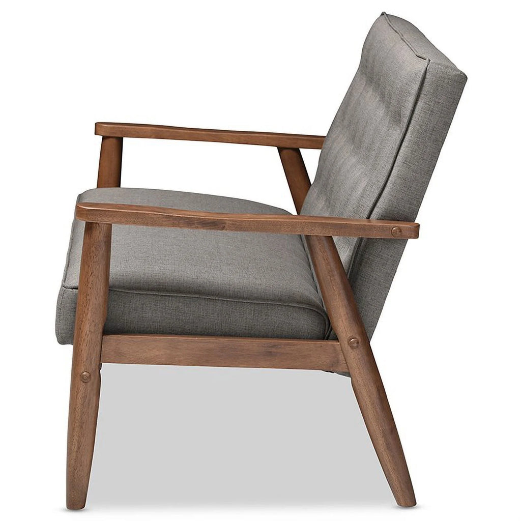 Faux Leather Tufted Loveseat in Gray and Walnut G2875