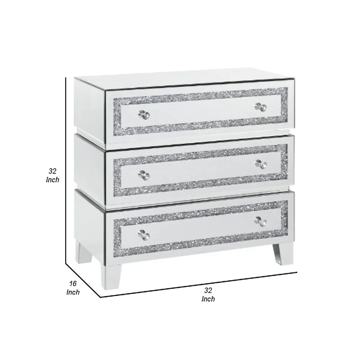Silver Storage Cabinet with 3 Drawers T433569