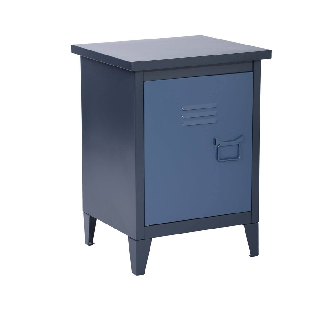 Blue Metal Locker End Table Storage Cabinet N275805