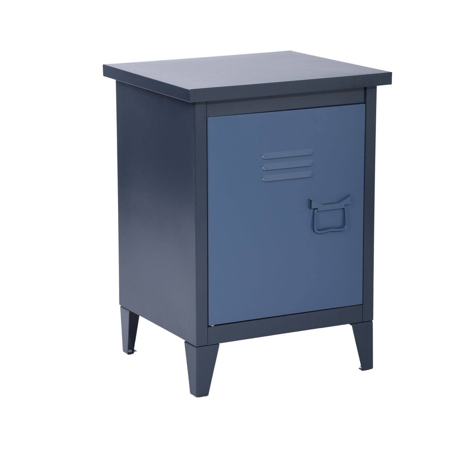 Blue Metal Locker End Table Storage Cabinet N275805