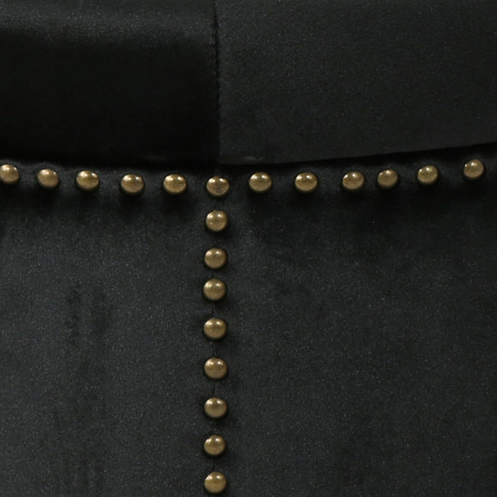 Black Velvet Tufted Ottoman T691
