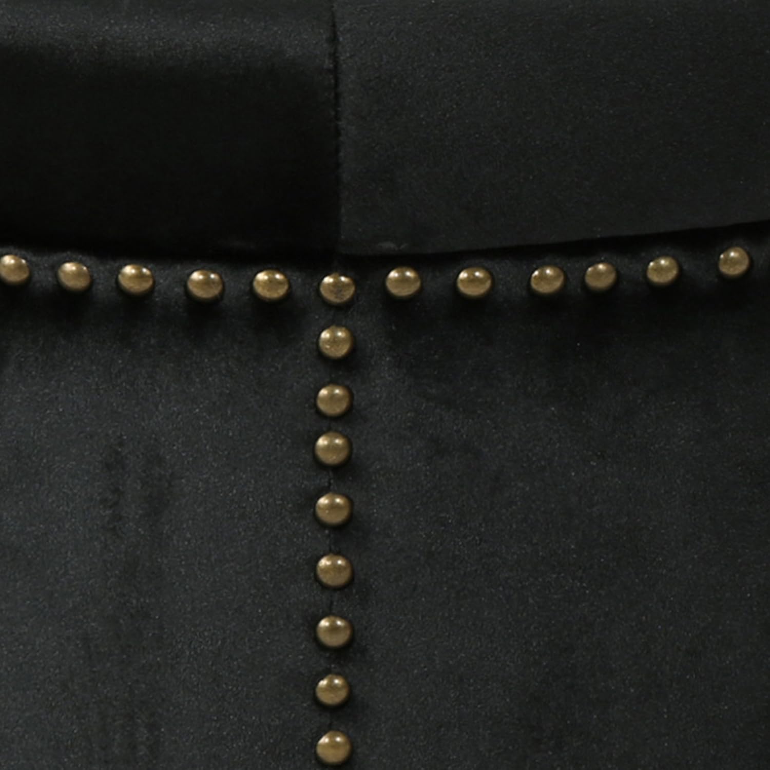 Black Velvet Tufted Ottoman T691