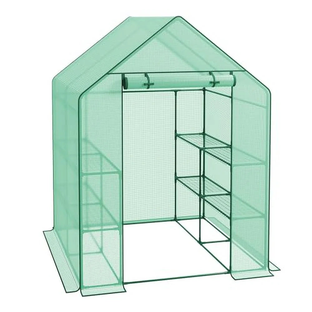 Walk-in Greenhouse with PE Cover and Zipper Door (8 Shelves) E733