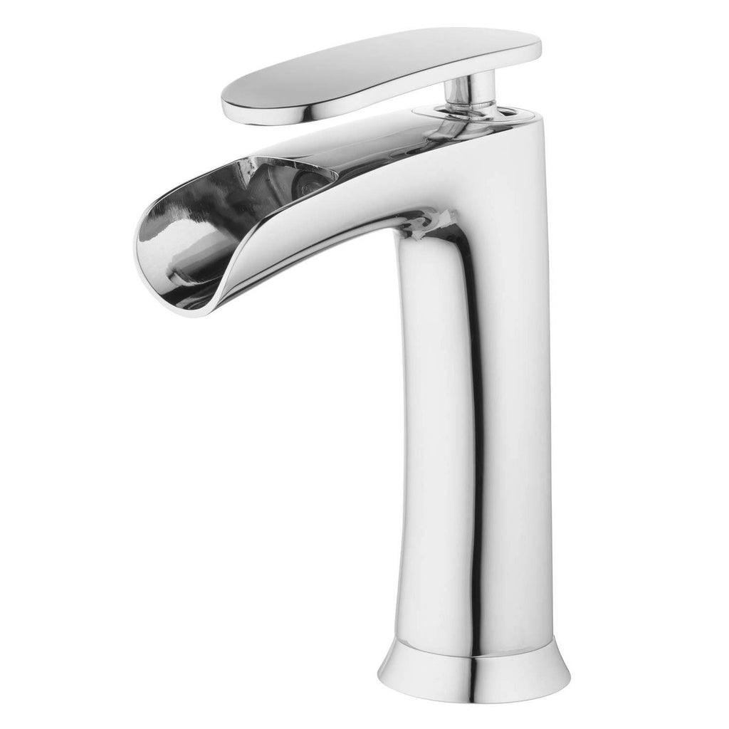 Chrome Single Handle LED Bathroom Faucet with Pop Up Drain and Deck Plate T8817