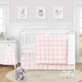 Pink Buffalo Plaid Check Baby Girl Nursery Crib Bedding Set - 4 Pieces - Blush and White S925