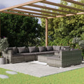 9 Piece Poly Rattan Outdoor Sectional Sofa Set with Anthracite Cushions Steel Frame F534