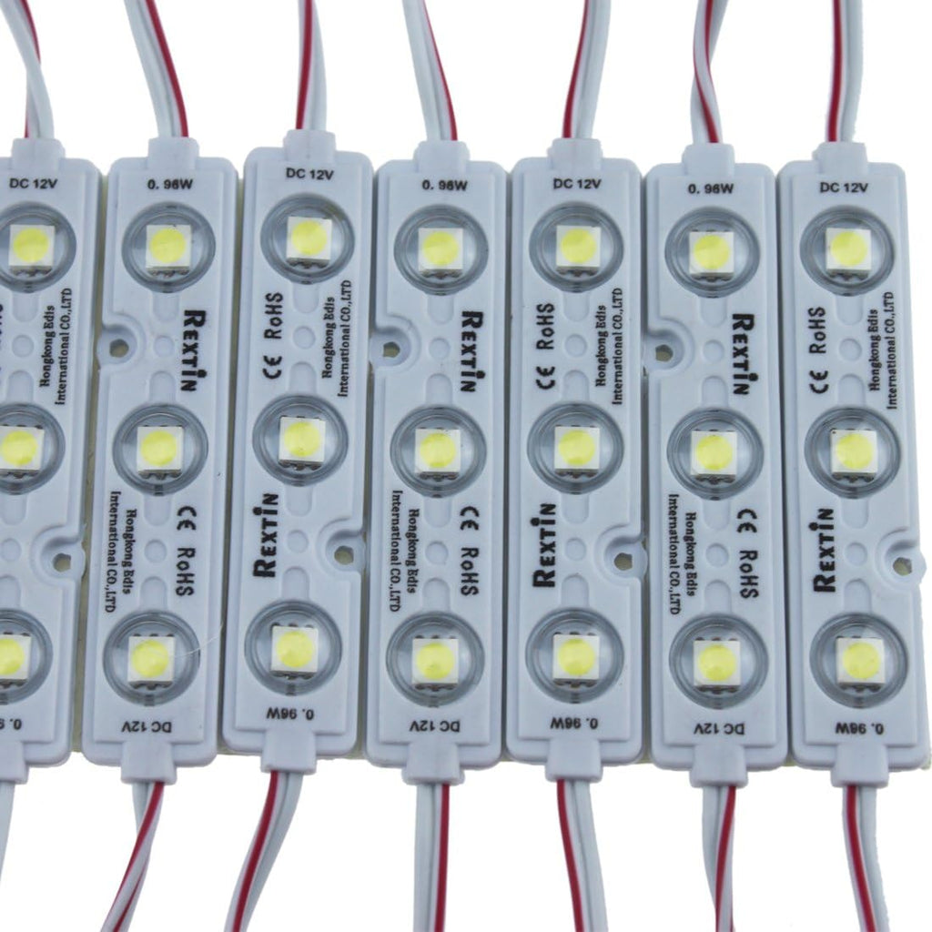 200pcs 3 LED Module White 5050 SMD Waterproof Decorative Light with Tape Adhesive Backside Pack of 2 Y50663