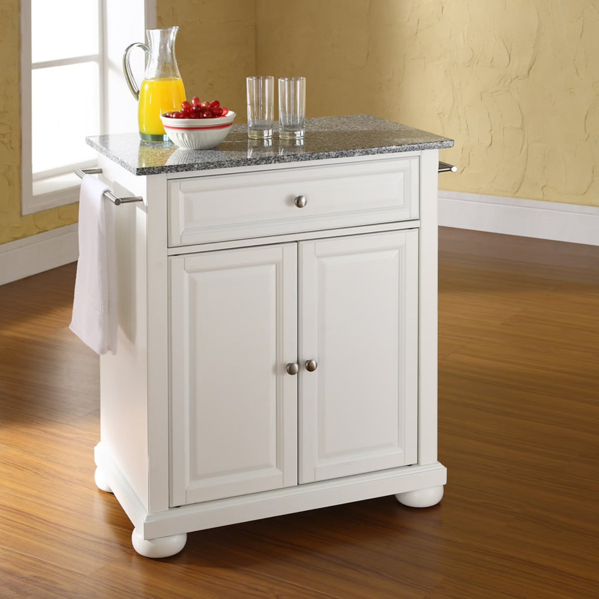 White/Gray Wood Portable Kitchen Island V1479