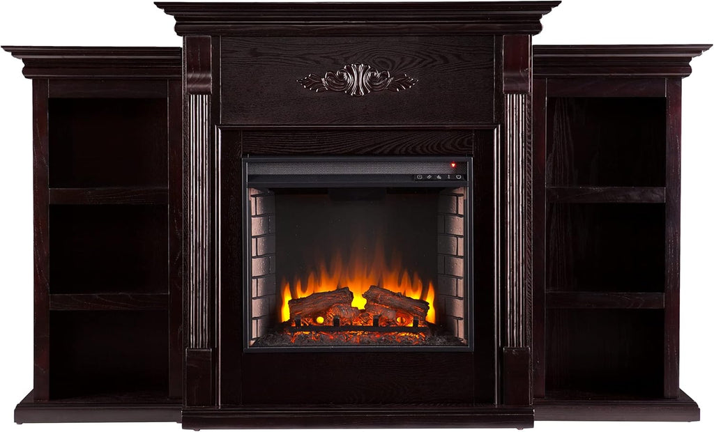 Ivory Electric Bookcase Fireplace P59491