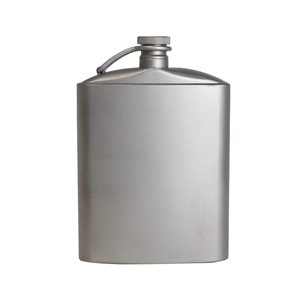 Titanium Flask Hip Flagon with Screw Clip Ultralight Flat Bottle with Ti Funnel P463