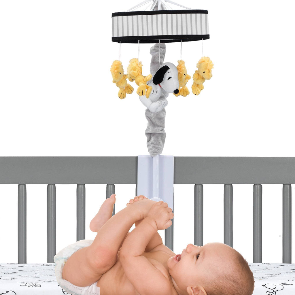 Classic Snoopy Musical Baby Crib Mobile Soother Toy - Black/Yellow O985