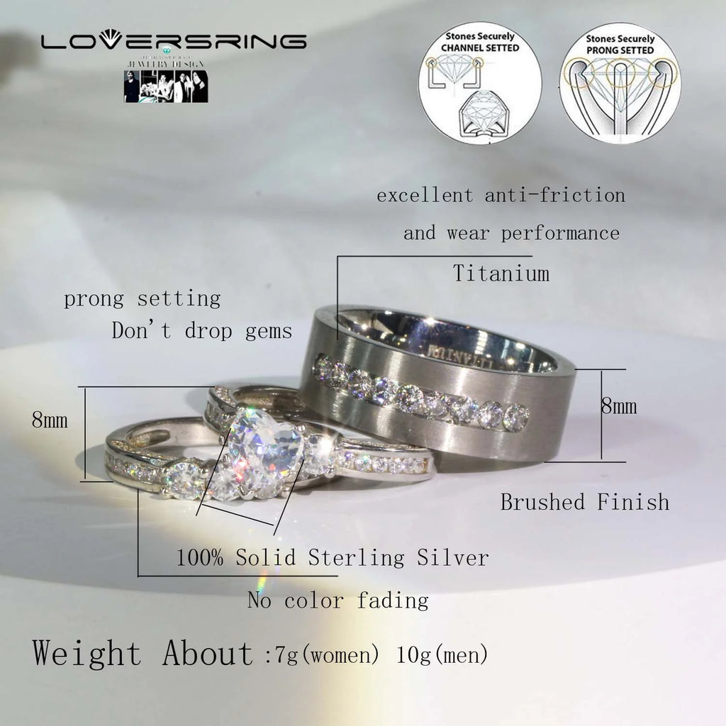 Sterling Silver Diamond Wedding Ring Set O55903