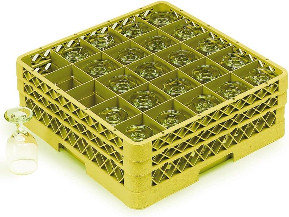 Yellow 25 Compartment Glass Rack with 3 Extenders Pack of 2 L74230