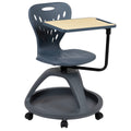 Dark Gray Mobile Desk Chair with Under Seat Storage Cubby B288