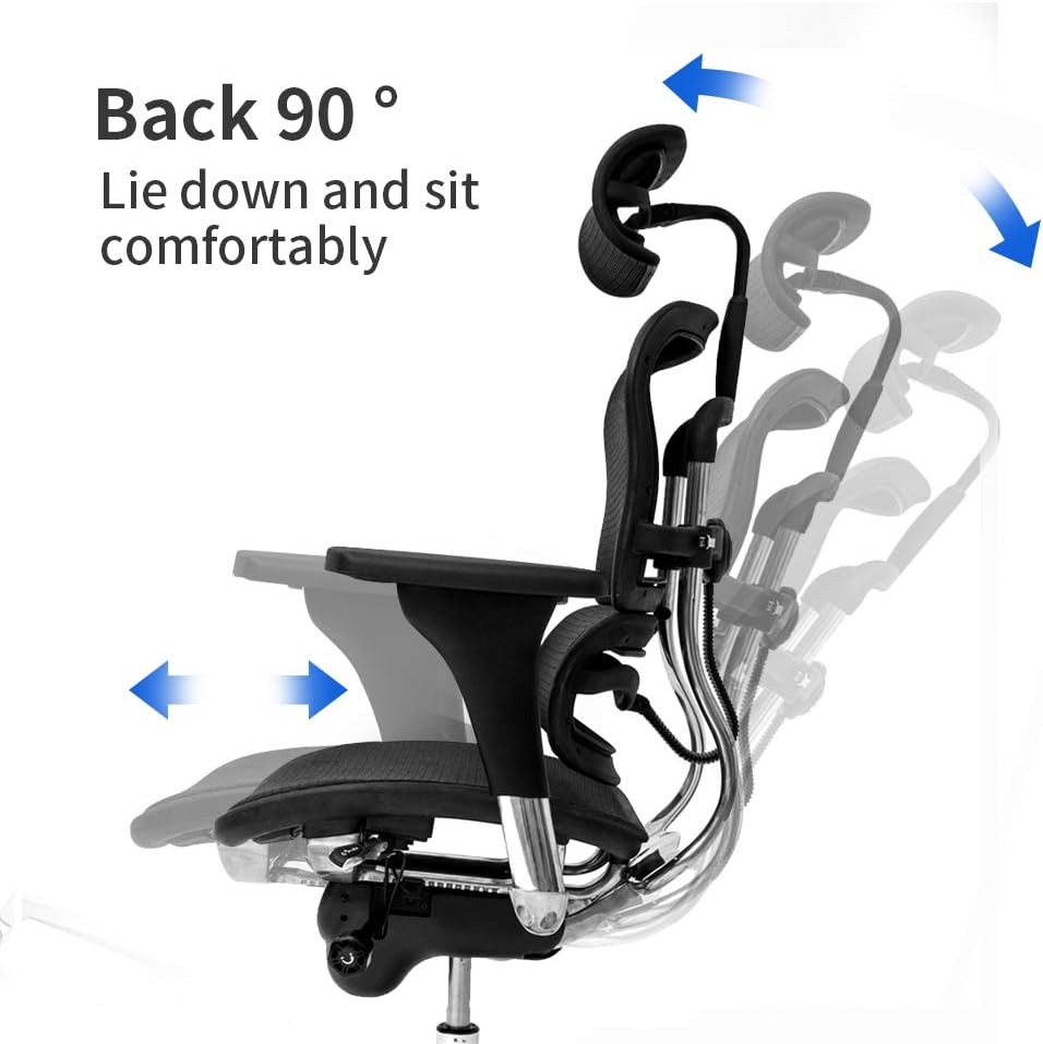 Black Mesh High Back Office Chair with Headrest and Lumbar Support S1147