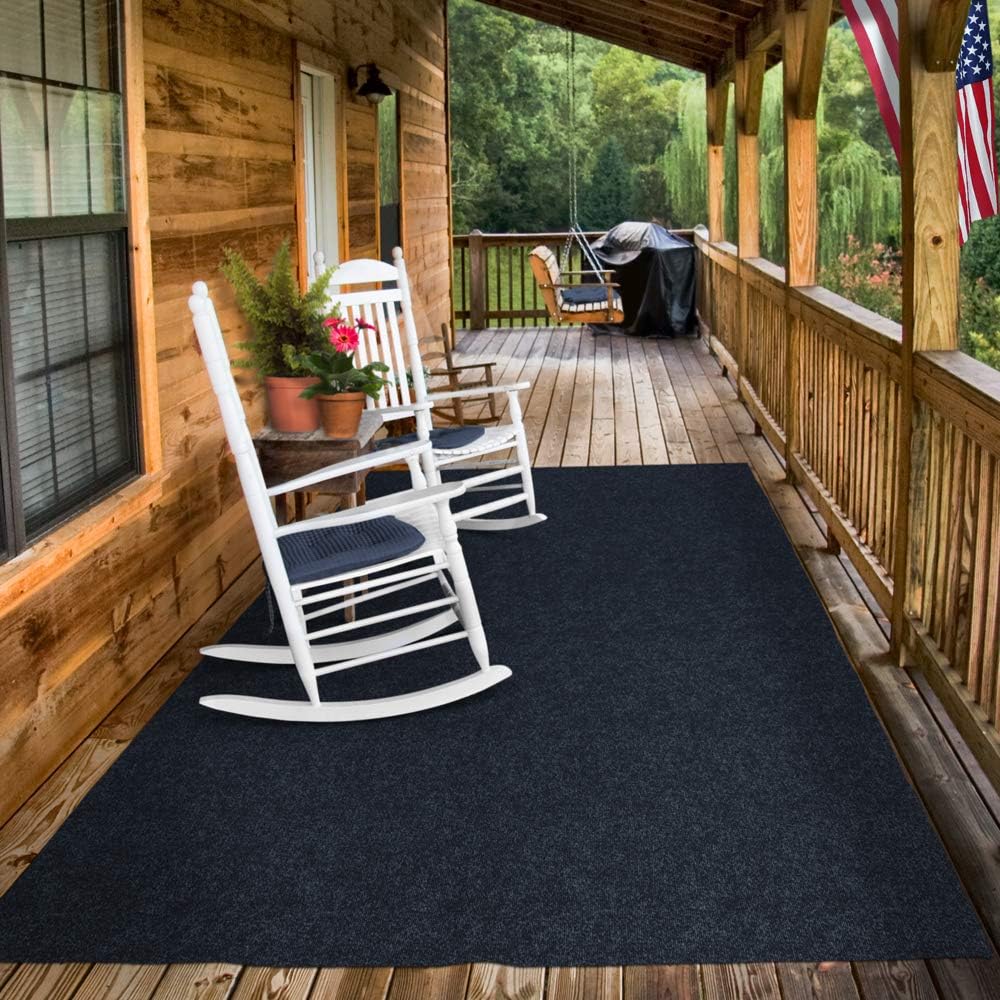 Indoor Outdoor Carpet with Rubber Marine Backing - Nautical Blue - 6 Feet x 10 Feet L21453
