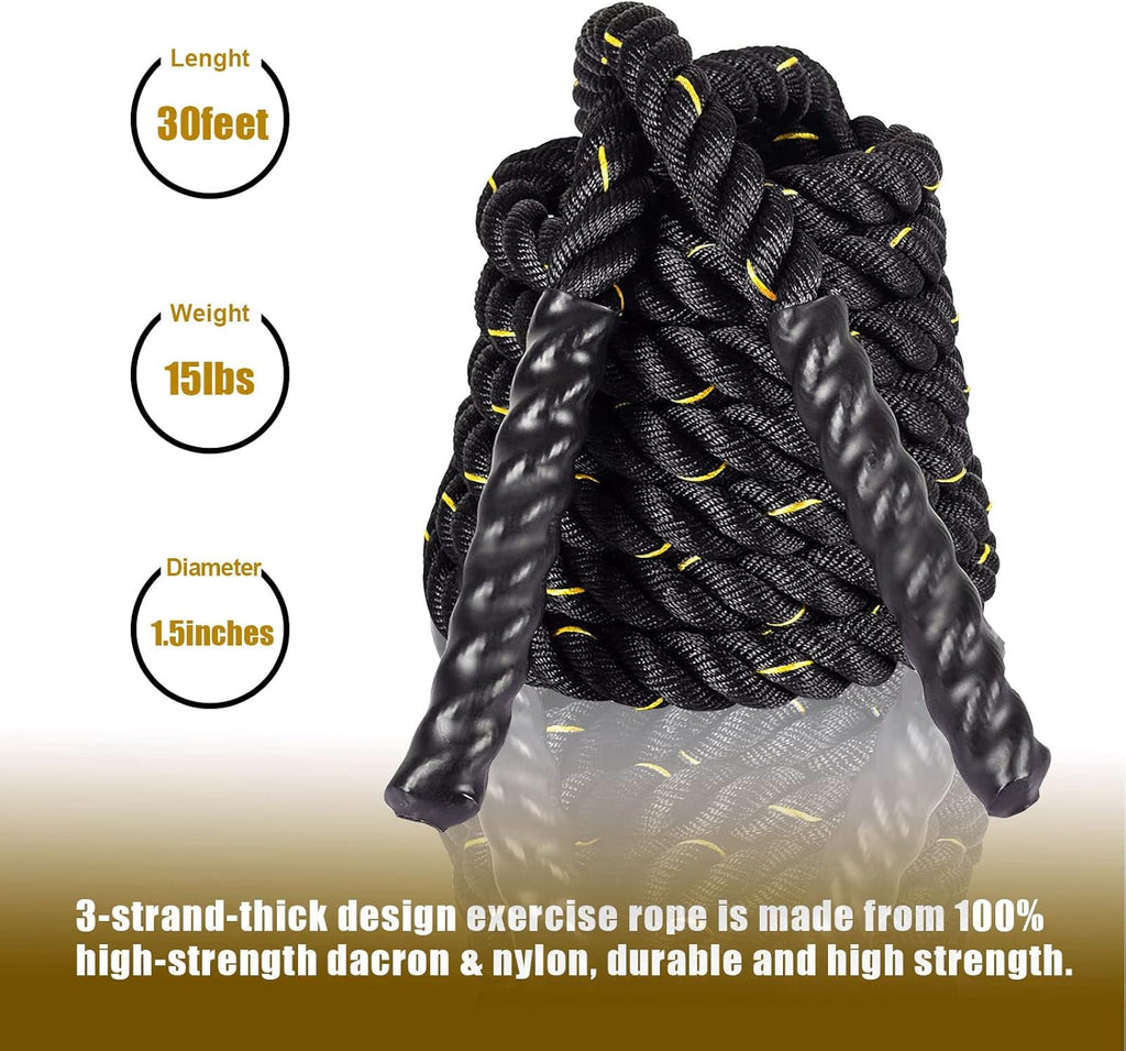 30Ft 1.5 Inch Heavy Dacron Battle Rope with Anchor N98462