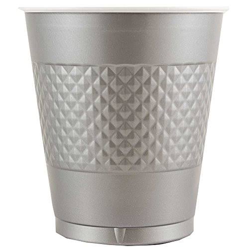 200 Bulk Plastic Cups 12 oz Silver P1449