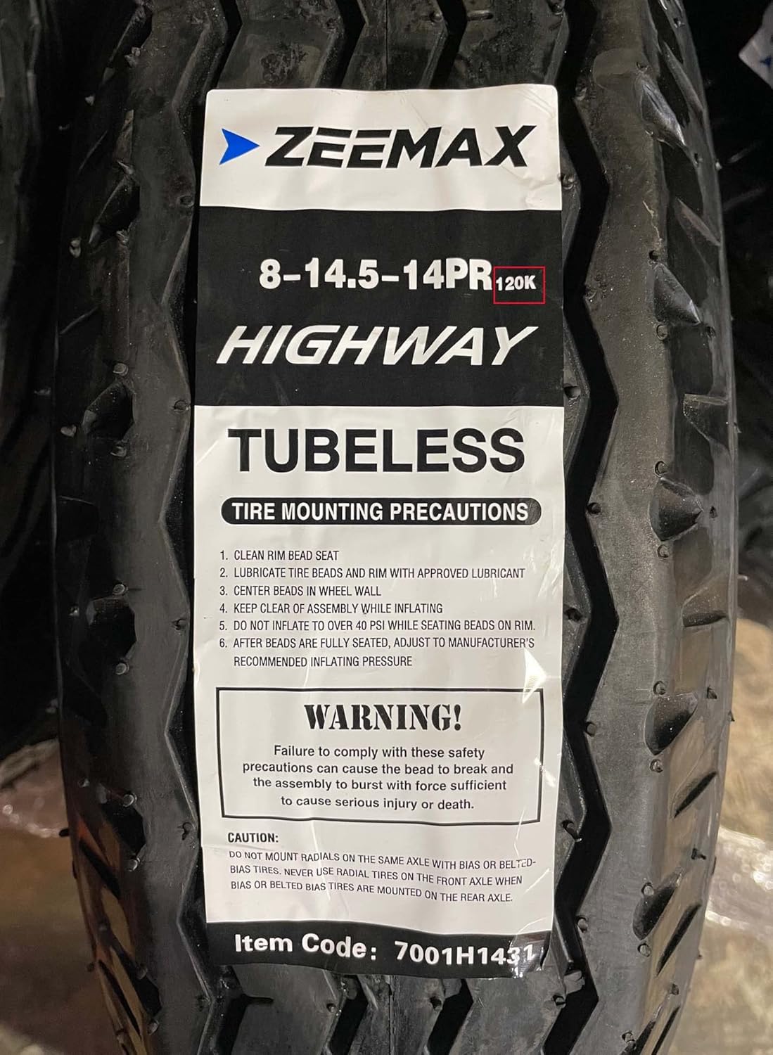 Heavy Duty Trailer Tire 8-14.5 14PR LR G L488959