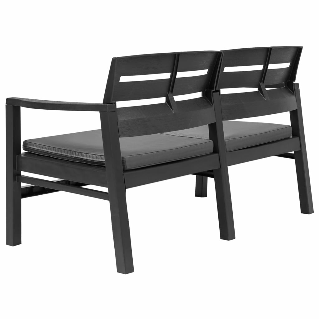 4 Piece Patio Lounge Set with Cushions, 2 Armchairs and Coffee Table Plastic Outdoor Sectional Sofa Set D70877