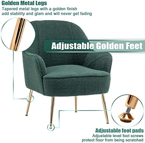Yellow Teddy Velvet Accent Barrel Chair with Golden Adjustable Legs X54344