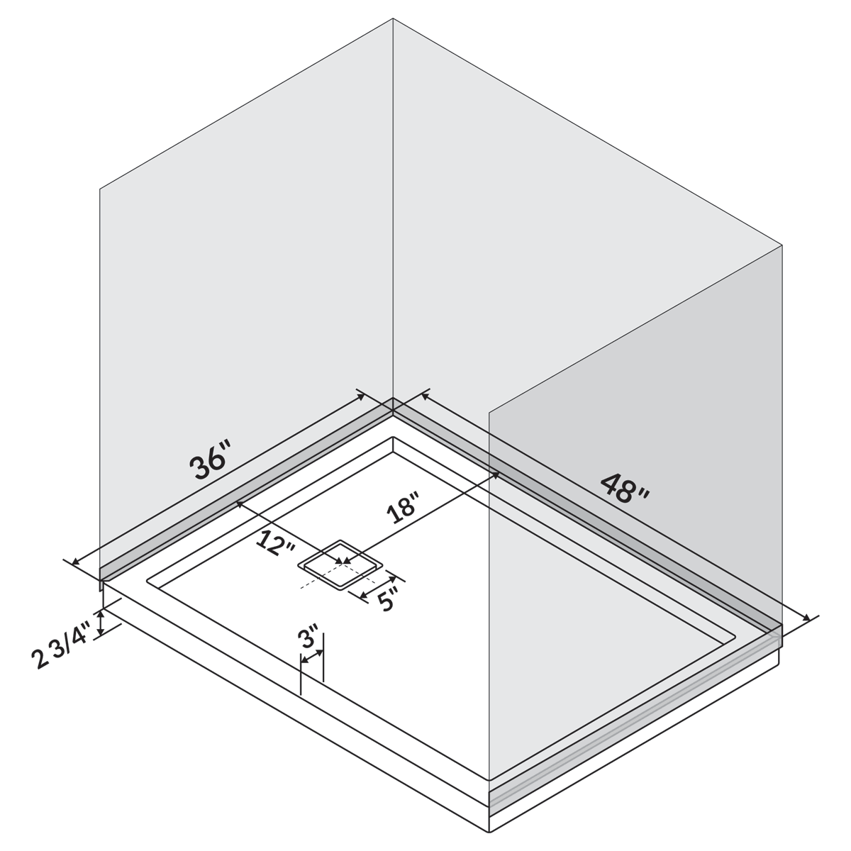 48x22x36x22 Shower Base Pan T329