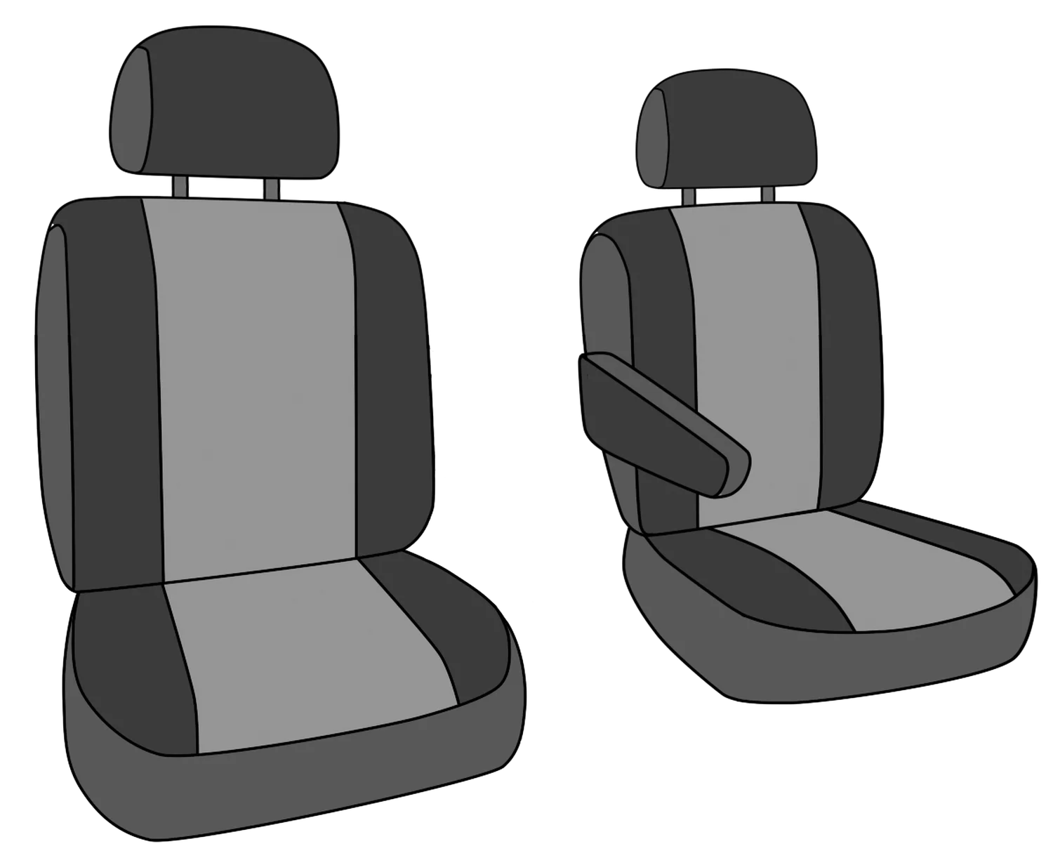 Light Grey Front Buckets Seat Covers L221119