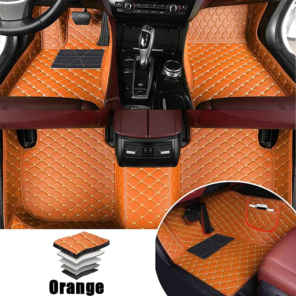 Blue Leather Car Floor Mats for VNL 670 Front & Rear Full Coverage Liner/Set I5965