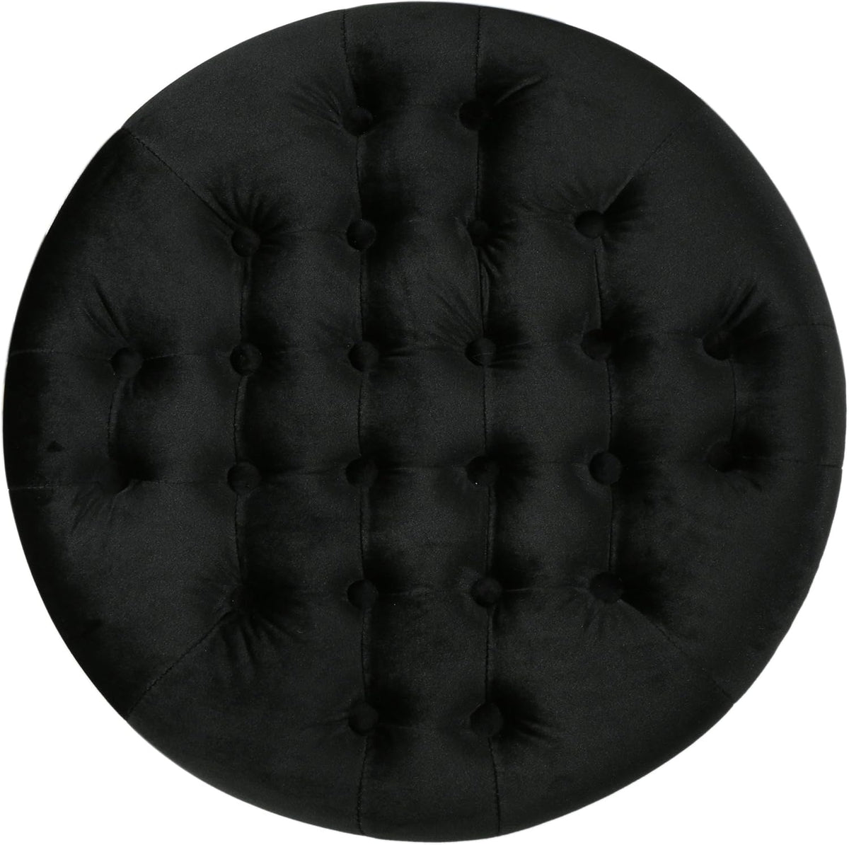 Black Velvet Tufted Ottoman T691
