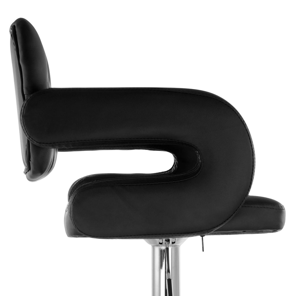 Black Faux Leather Tufted Bar Stool with Chrome Base X6807