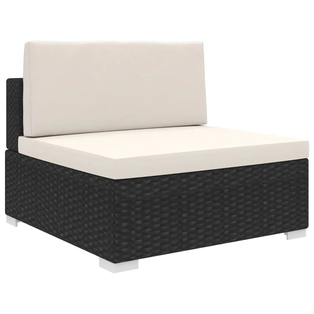 Poly Rattan Black Sectional Middle Seat with Cushions C183
