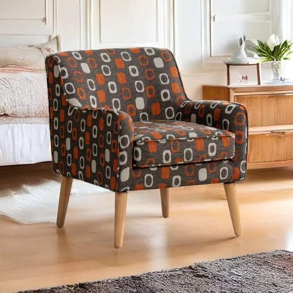 Grey Pattern Linen Fabric Accent Chair I786