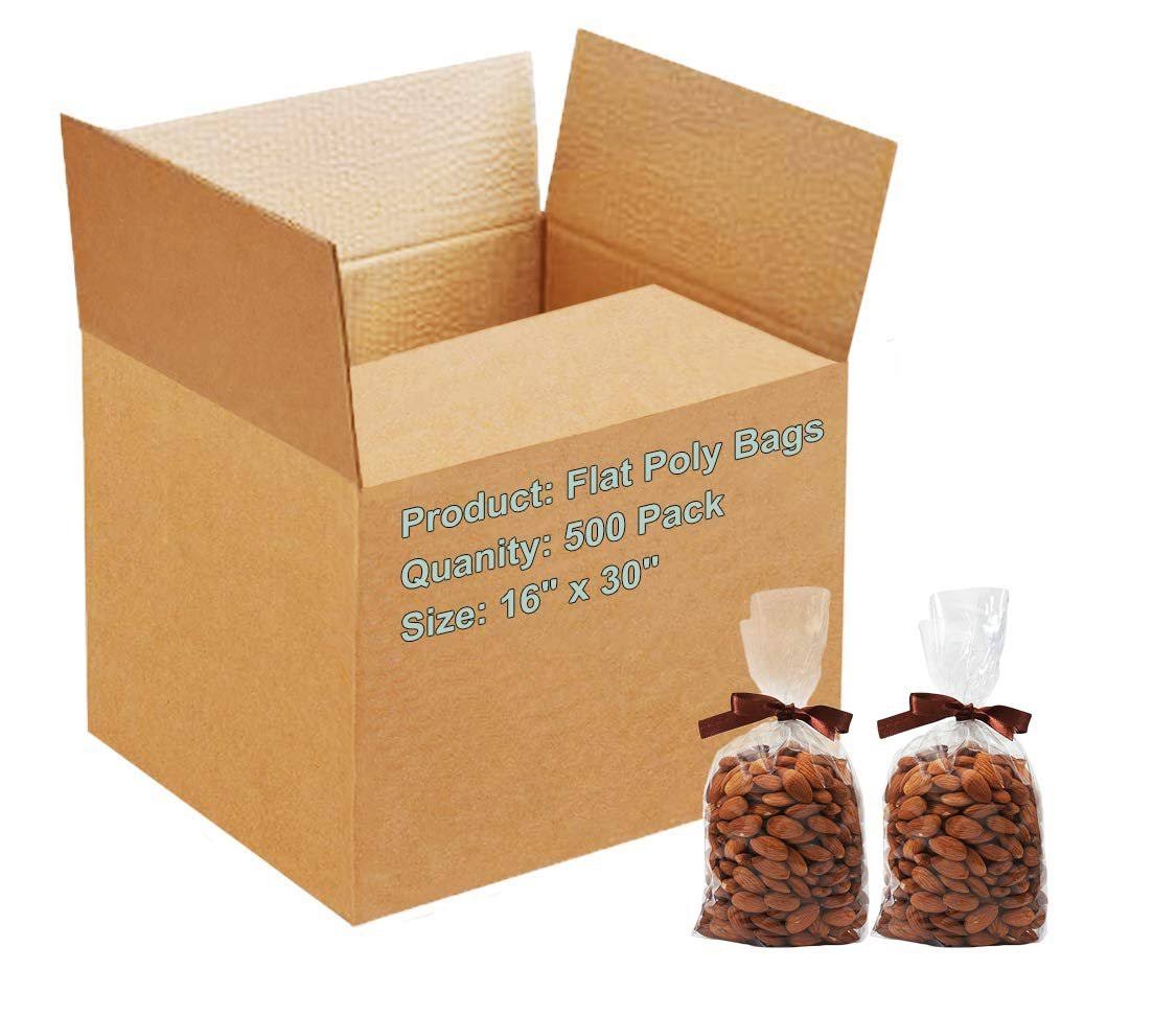 500 Pack Clear Open Top Flat Poly Bags 16x22 x 30x22 2 Mil X186