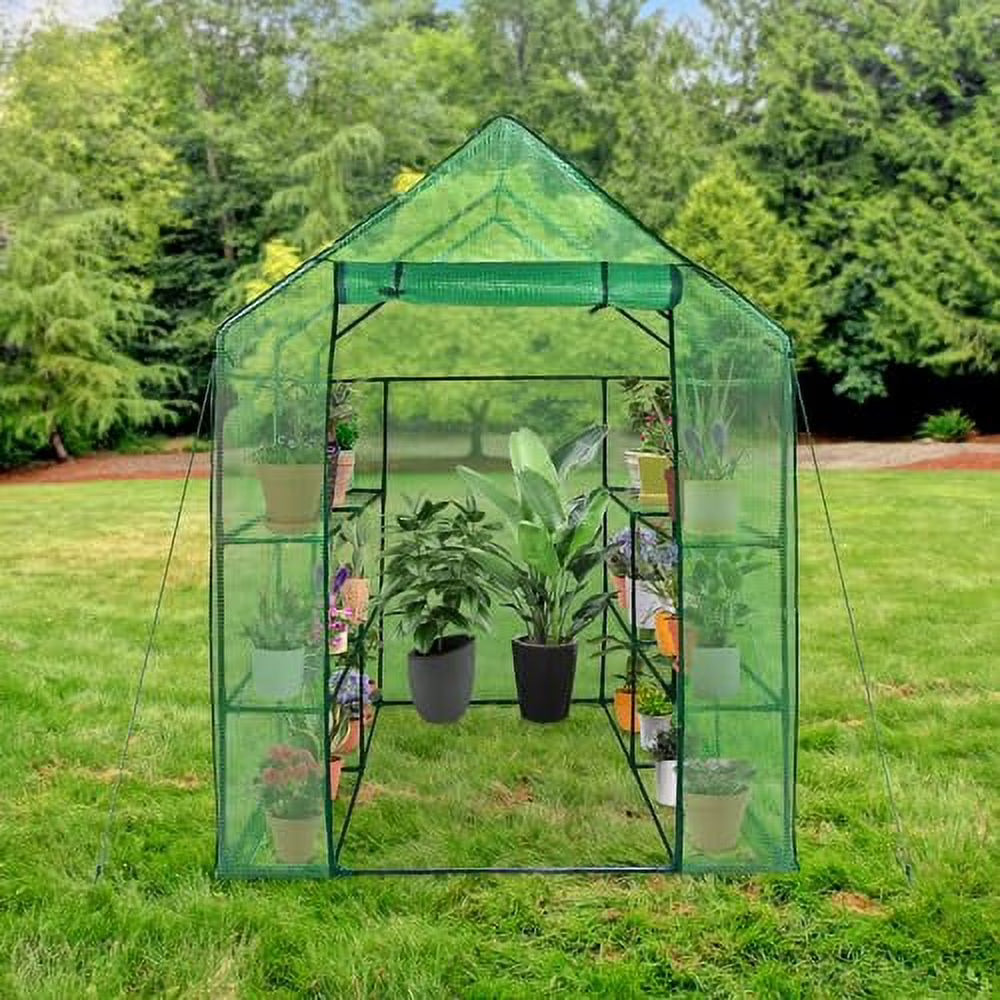 Walk-in Greenhouse with PE Cover and Zipper Door (8 Shelves) E733