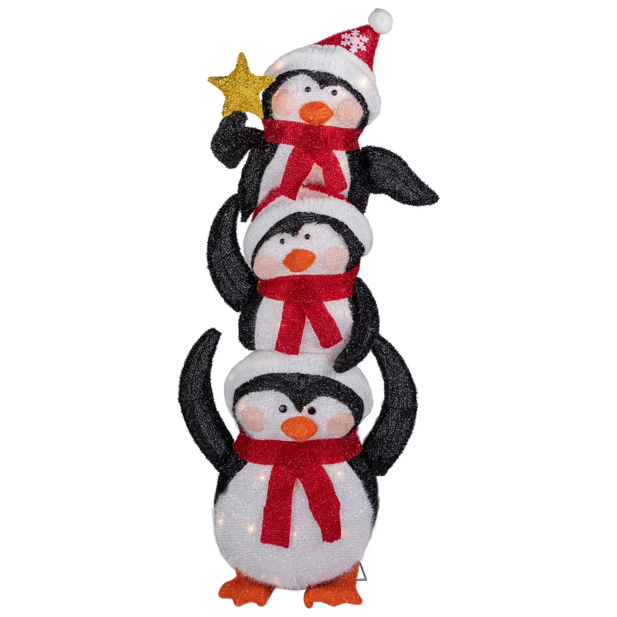 41" Lighted Stacked Penguin Family Outdoor Christmas Decoration C960046