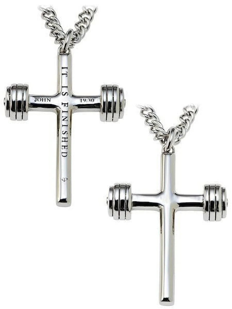 Men's Dumbbell Cross Necklace B1091