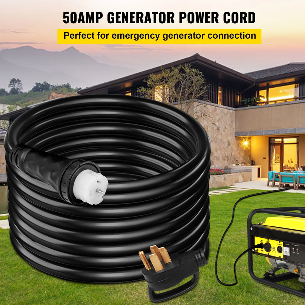 25FT Generator Power Cord 50-Amp 125/250-volt 14-50P to CS6364 Locking Connector Q6403