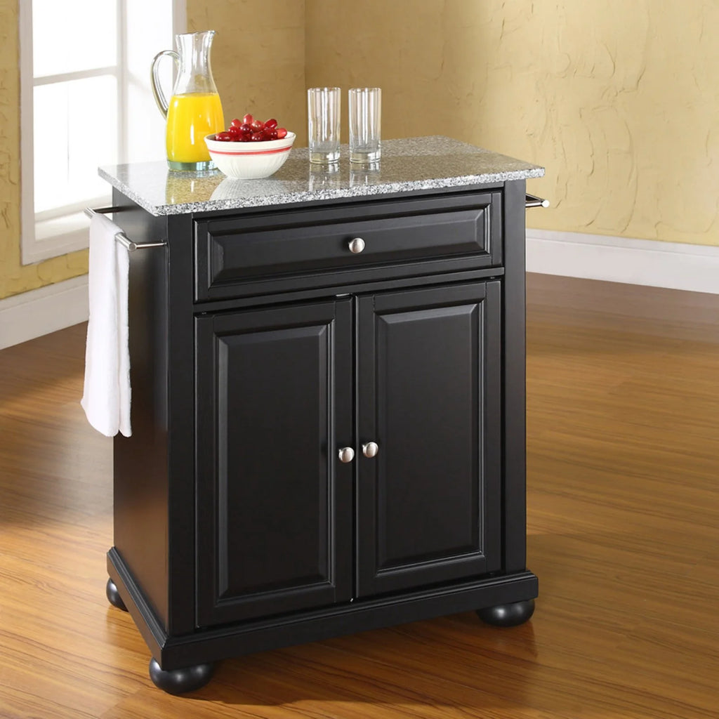 White/Gray Wood Portable Kitchen Island V1479