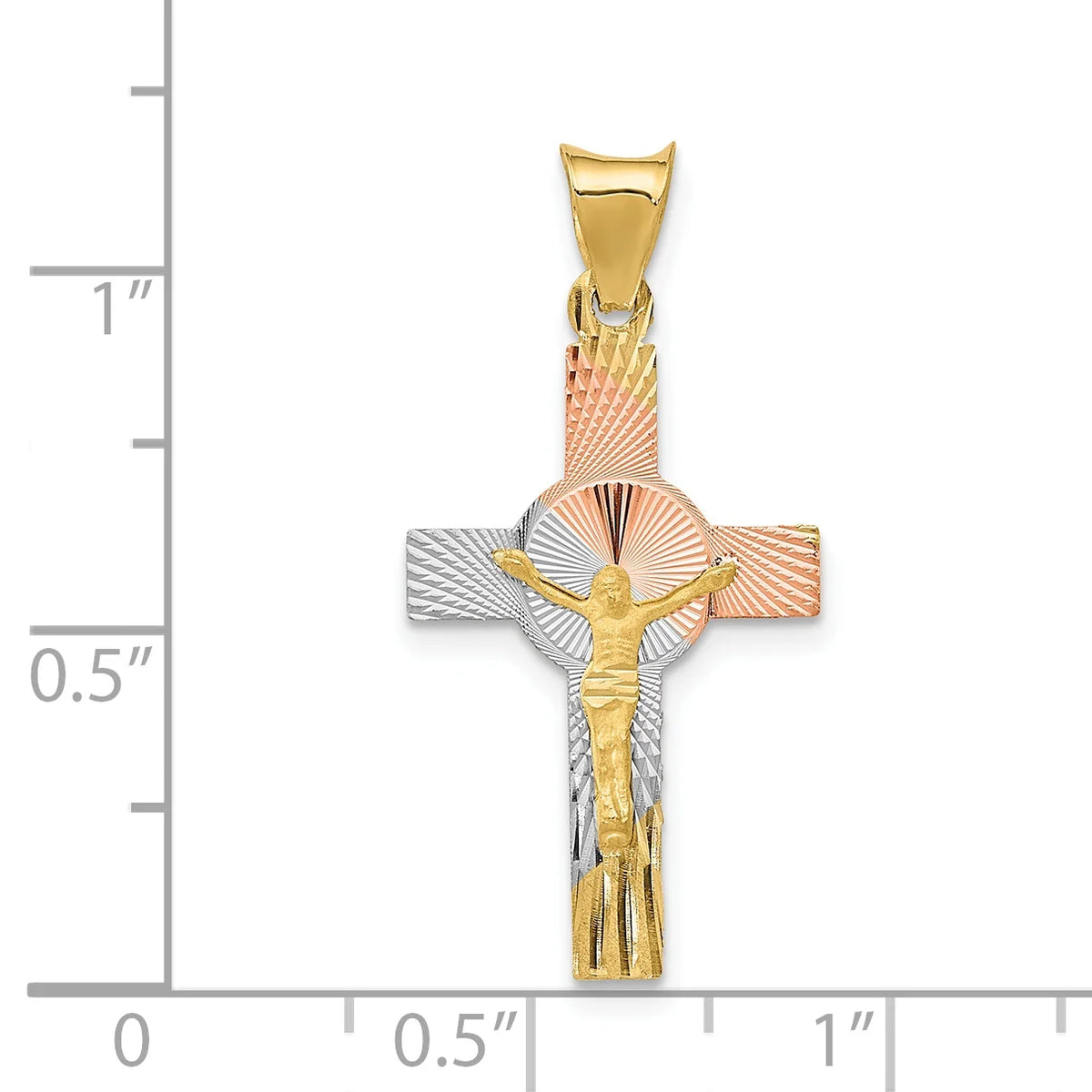 14K Two-Tone Gold Rhodium Plating Crucifix Cross Pendant Necklace M800