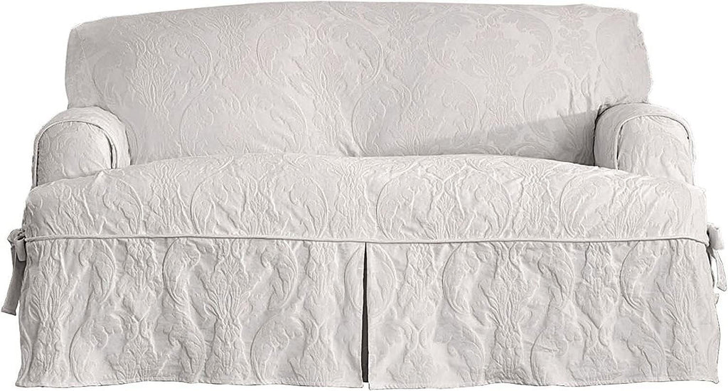 White T-Cushion Sofa Slipcover C3261