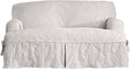 White T-Cushion Sofa Slipcover C3261